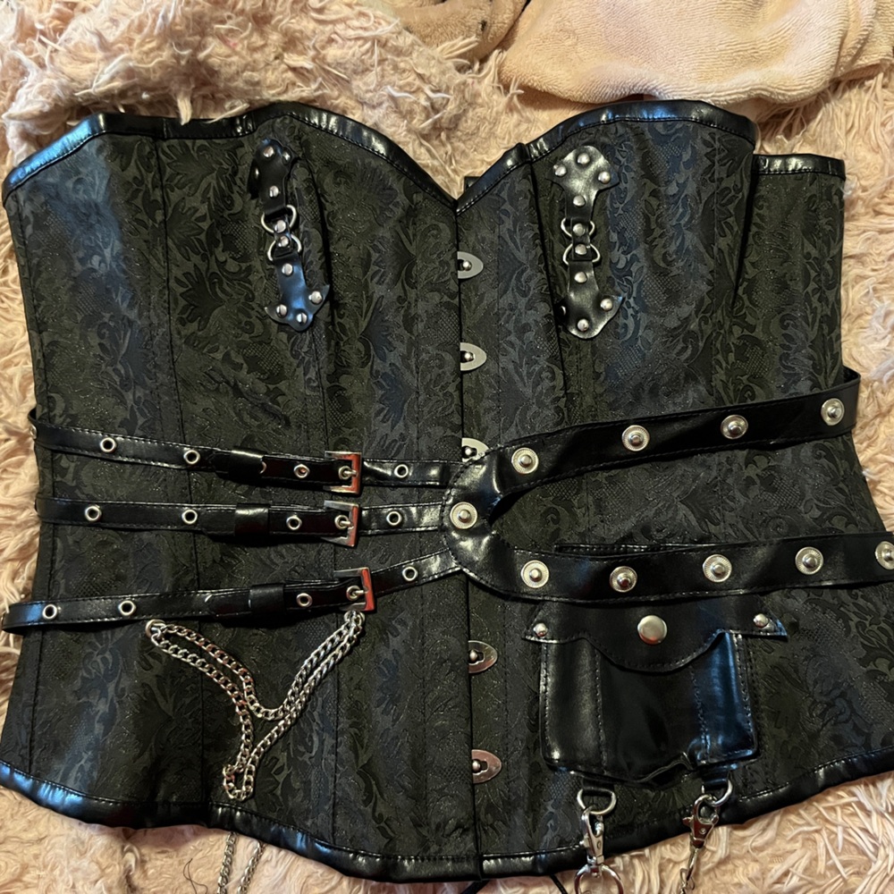 Gothic Black Corset with Chain Accents